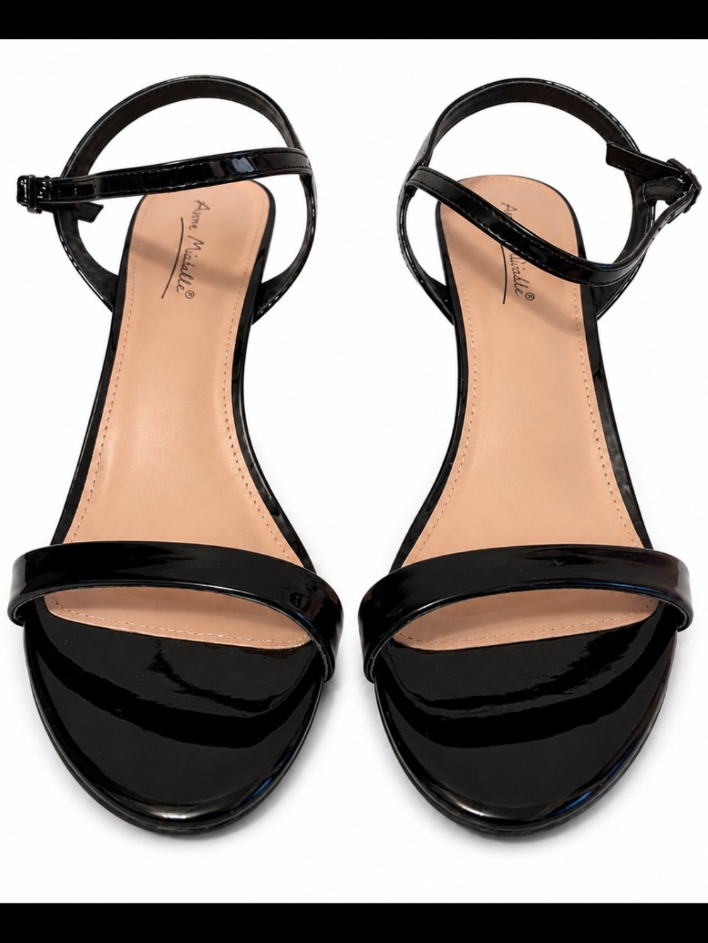 My Michelle Black Patent Single-Strap Ankle Sandals